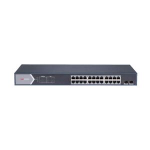 Switch Hikvision de 24 Puertos (No administrado, Gigabit, L2, 52 Gbps, SFP, PoE, 370W) - Imagen 1