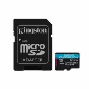 Tarjeta MicroSD Kingston Canvas Go! Plus de 512GB (Escritura de 90 MB/s, Adaptador SD)