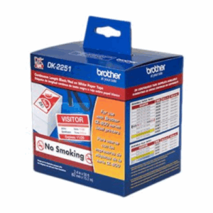 Cinta de Etiqueta Brother DK-2251 (Negro y Rojo sobre Blanco, 6.2cm x 15.2m - Imagen 1