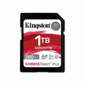Tarjeta SD Kingston Canvas React Plus de 1TB V60, UHS-II U3, Class10, hasta 280MB/s