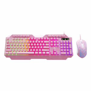 Kit Gamer Teclado y Mouse Xtech XTK-540S, Conector USB, Color Pink, en Espñaol