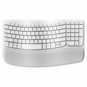 Teclado Ergonómico Inalámbrico Logitech WAVE KEYS, reposamanos acolchado, Blanco Crudo