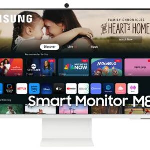 Monitor Smart Plano Samsung 32" M8 M80C Color, Smart TV 4K, 4ms(GTG), Aplicaciones de Smart TV