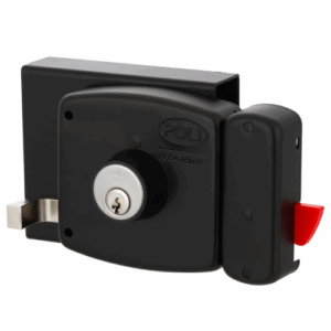 Cerradura sobreponer acceso reja POLI con bandera