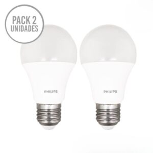 Pack 2 Uds - Ampolleta LED PHILIPS EcoHome A60 12W (80W) Blanco Cálido (3000K)