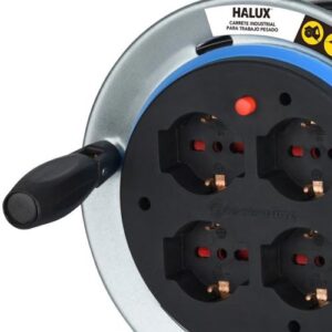 Carrete Alargador Shuko HALUX 16A 4 Tomas 20 m Negro/Gris - Imagen 3