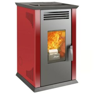 Estufa a Pellet AMESTI Italy 8100, Rojo/Negro