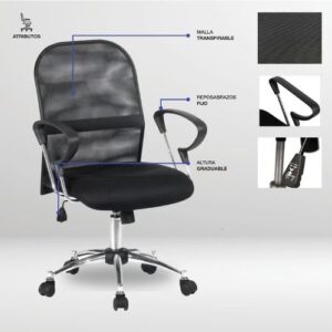 Silla Escritorio JUST HOME COLLECTION Malla Negro - Imagen 3