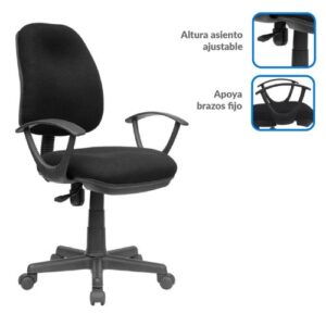 Silla Escritorio JUST HOME COLLECTION Textil Negro - Imagen 3