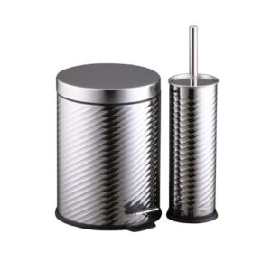 Set Papelera JUST HOME COLLECTION, 5L, Cepillo Plata