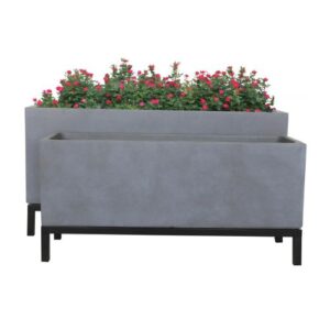 Set de 2 Macetas JUST HOME COLLECTION Rectangular Plomo.