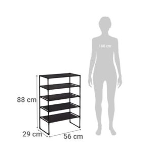 Zapatera de Tela JUST HOME COLLECTION, 5 Niveles, medidas 56x88x29 cm, color Negro. - Imagen 3