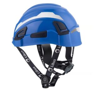 Casco textil LIBUS con cremallera, color azul.
